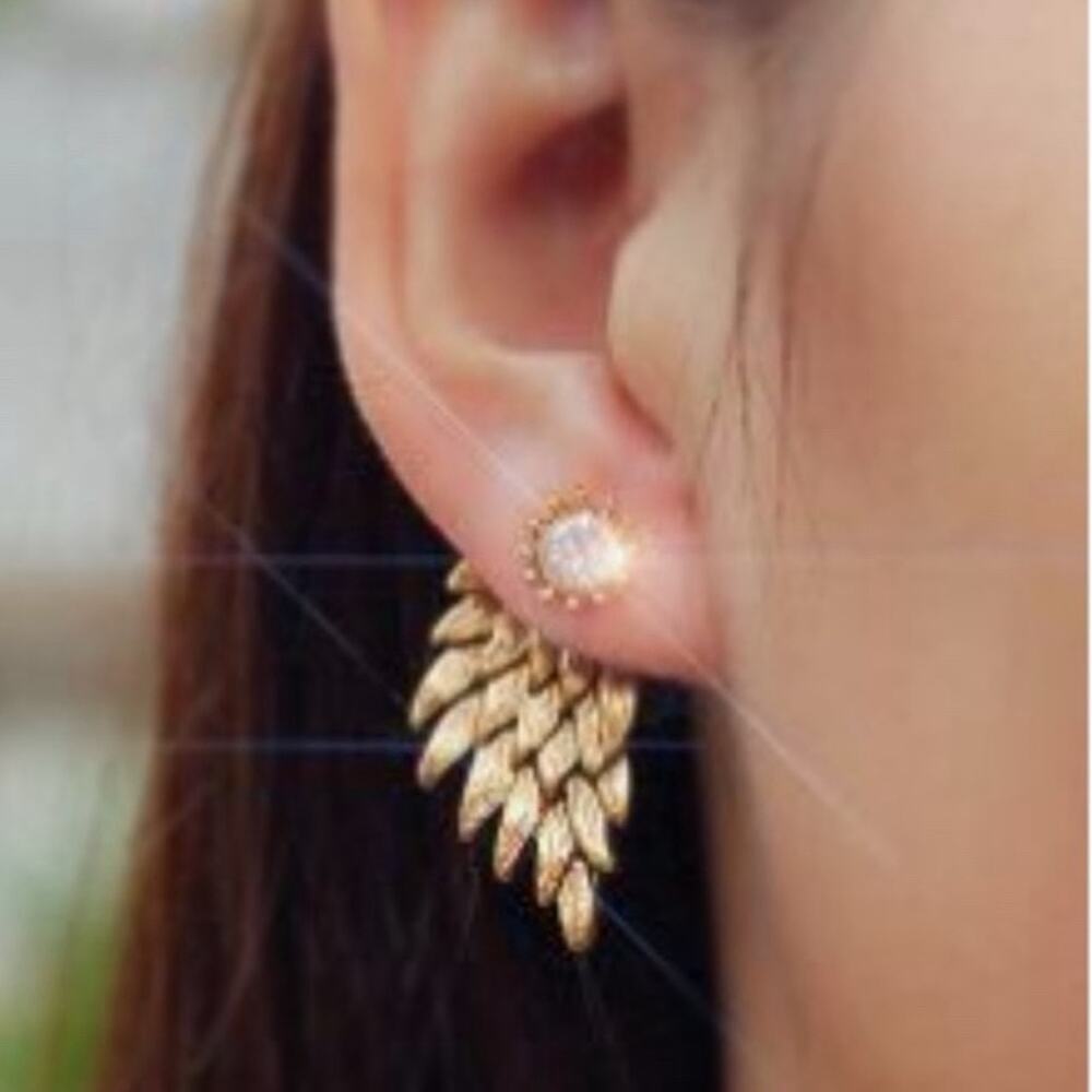Wing Shape Rhinestone Swing Earrings - Picture 2 of 3